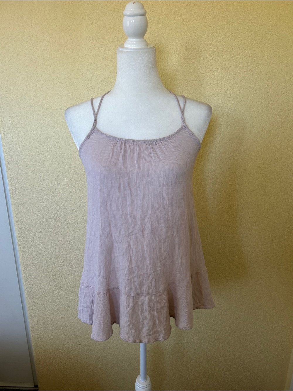 Lush Dusty Lavender Double-Strap Camisole with Ruffle Hem